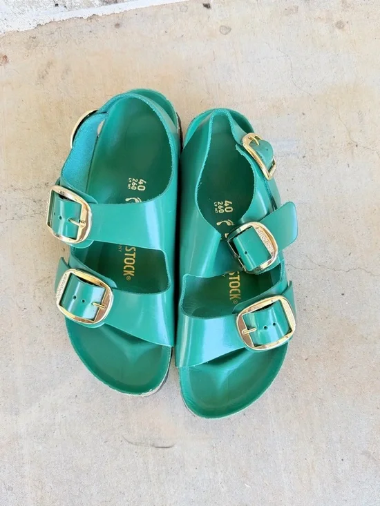 Birkenstock Green Sz 40 100% Leather - Picture 3 of 6